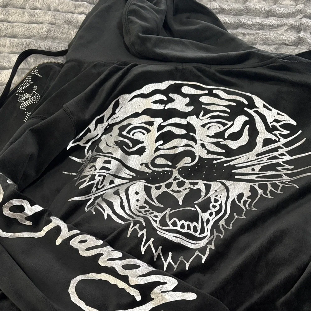 Ed Hardy Black Velour Tracksuit with Rhinestone Detail - Picture 4 of 6